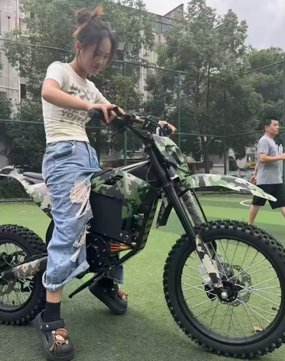 Electric Mini Dirt Bike Camo - rider view front