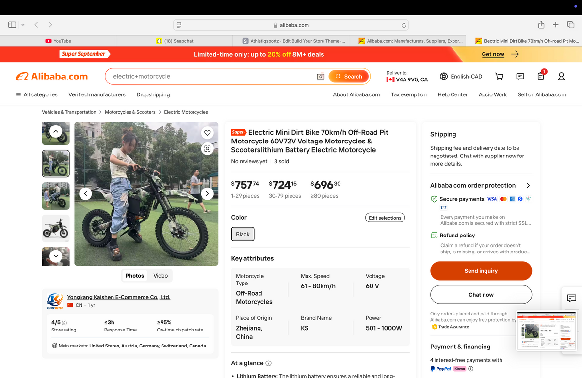 Electric Mini Dirt Bike - side profile