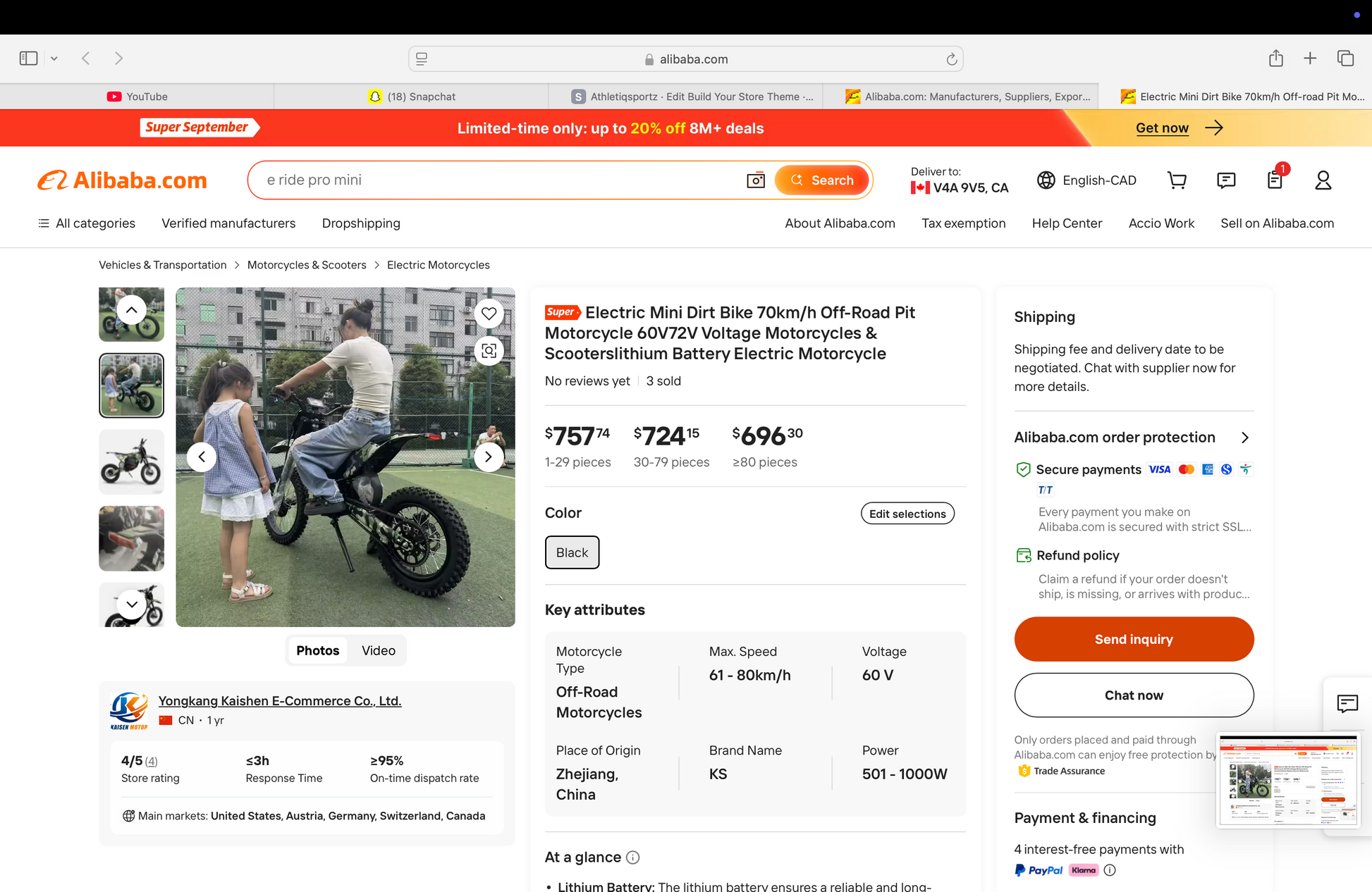 Electric Mini Dirt Bike - detail view