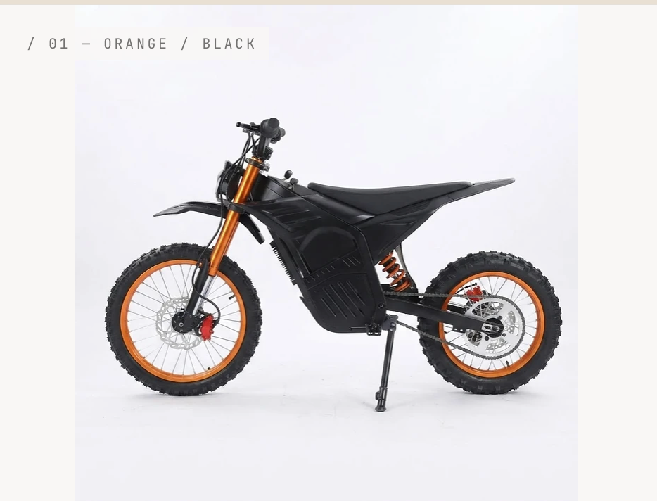 Electric Dirt Bike Orange & Black — 01 side profile stealth