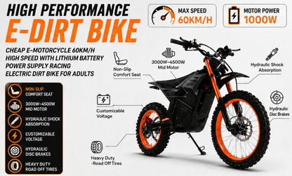 Electric Dirt Bike Orange & Black — specs banner